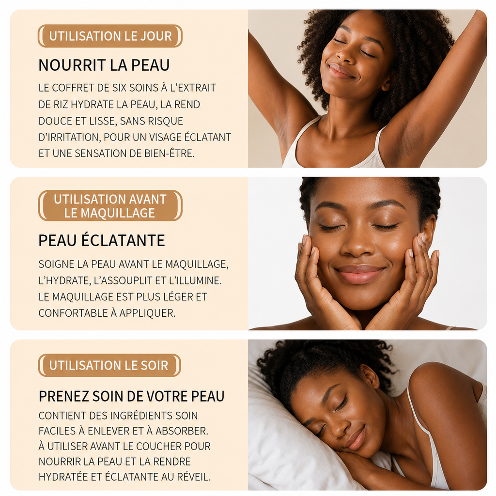 Kit BIOAQUA au Riz 6 en 1 – Routine Complète Éclat & Hydratation  ⭐⭐⭐⭐⭐ (4,9/5)